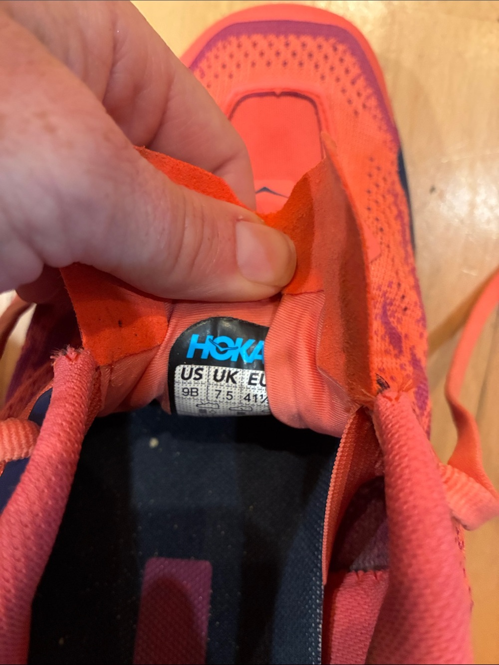 Hoka Coral Pink and Navy Women's Speedgoat Running Shoes - Picture 5 of 5